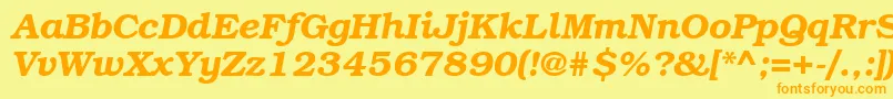 BookmanettBolditalic-Schriftart – Orangefarbene Schriften auf gelbem Hintergrund