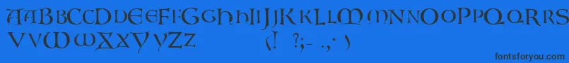 GaboniscapssskRegular-Schriftart – Schwarze Schriften auf blauem Hintergrund