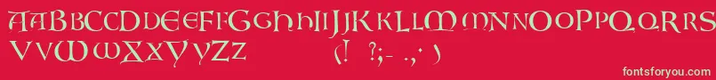 フォントGaboniscapssskRegular – 赤い背景に緑の文字