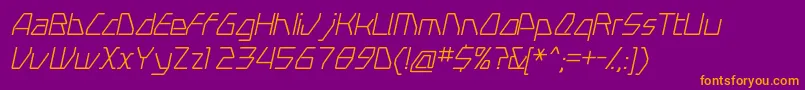 SwerveLightitalic-Schriftart – Orangefarbene Schriften auf violettem Hintergrund