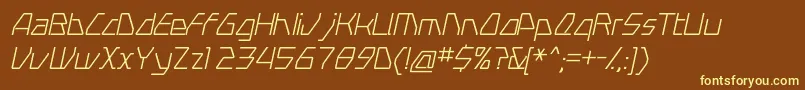 SwerveLightitalic-Schriftart – Gelbe Schriften auf braunem Hintergrund