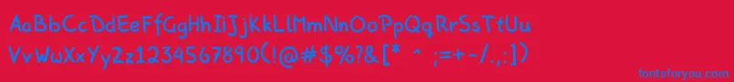 Picasproperhand Font – Blue Fonts on Red Background