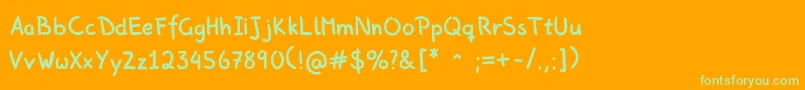 Picasproperhand Font – Green Fonts on Orange Background