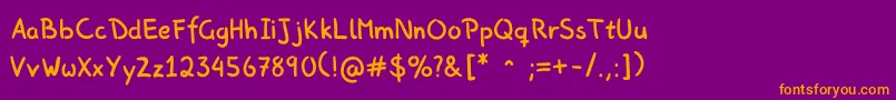 Picasproperhand Font – Orange Fonts on Purple Background