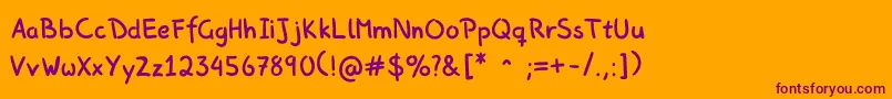 Fonte Picasproperhand – fontes roxas em um fundo laranja