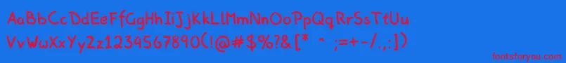 Picasproperhand Font – Red Fonts on Blue Background