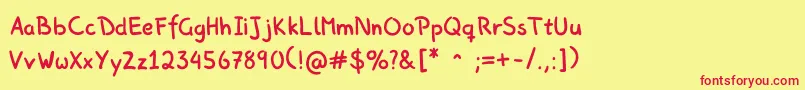 Picasproperhand Font – Red Fonts on Yellow Background