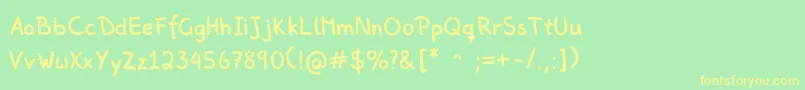 フォントPicasproperhand – 黄色の文字が緑の背景にあります