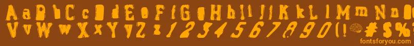 BrainStew-Schriftart – Orangefarbene Schriften auf braunem Hintergrund