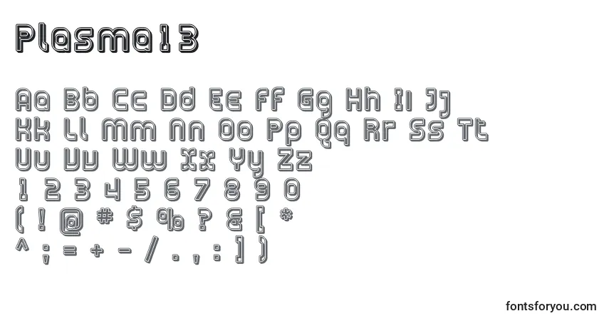 Шрифт Plasma13 – алфавит, цифры, специальные символы