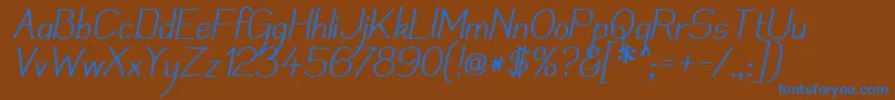 MechanihanItalic-Schriftart – Blaue Schriften auf braunem Hintergrund