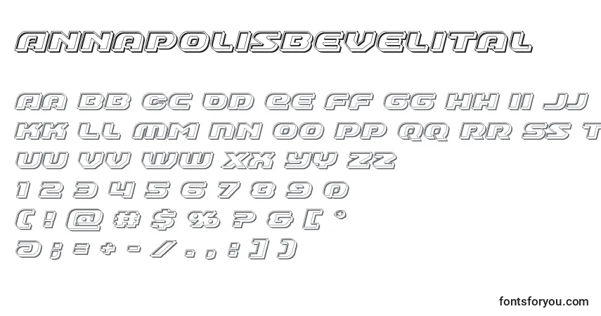 Шрифт Annapolisbevelital – алфавит, цифры, специальные символы