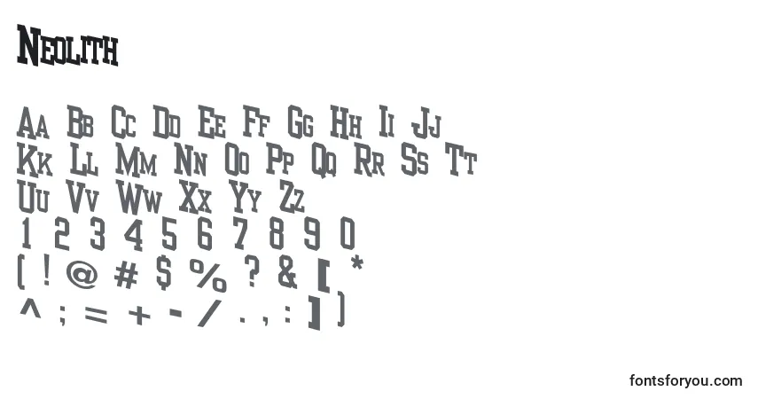 Schriftart Neolith – Alphabet, Zahlen, spezielle Symbole