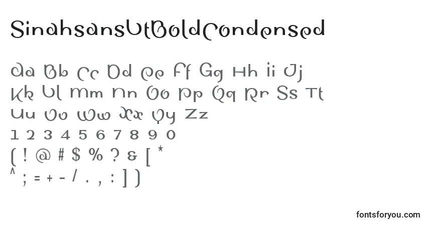 A fonte SinahsansLtBoldCondensed – alfabeto, números, caracteres especiais