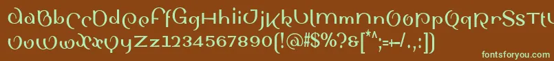 フォントSinahsansLtBoldCondensed – 緑色の文字が茶色の背景にあります。