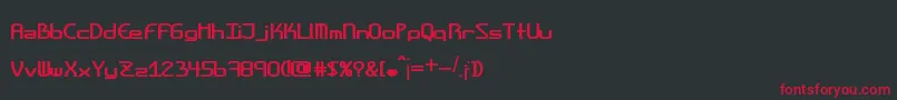 フォントAmplitudesboldshort – 黒い背景に赤い文字