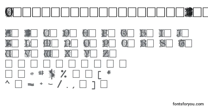 Шрифт Olderenglishcaps118Bold – алфавит, цифры, специальные символы