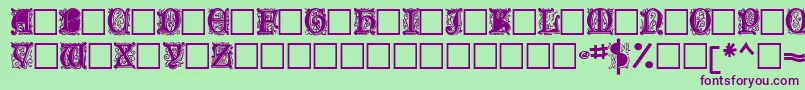 Olderenglishcaps118Bold Font – Purple Fonts on Green Background