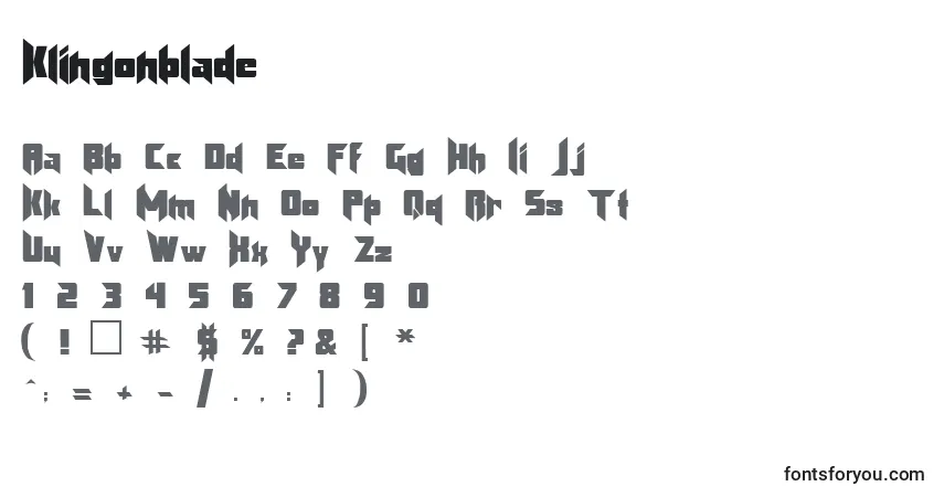 A fonte Klingonblade – alfabeto, números, caracteres especiais