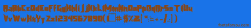 フォントKlingonblade – 茶色の文字が青い背景にあります。