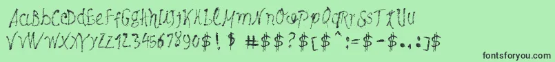フォントMaybePollock – 緑の背景に黒い文字