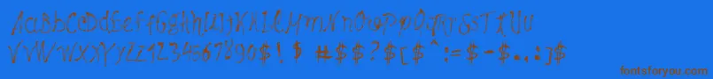MaybePollock Font – Brown Fonts on Blue Background