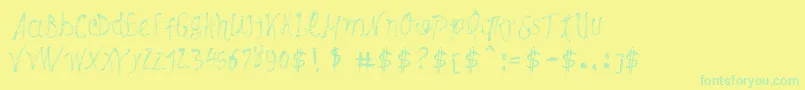 fuente MaybePollock – Fuentes Verdes Sobre Fondo Amarillo