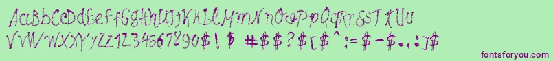 MaybePollock Font – Purple Fonts on Green Background