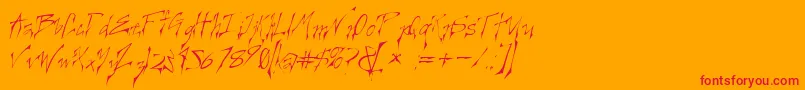 フォントCreepygirlLightoblique – オレンジの背景に赤い文字