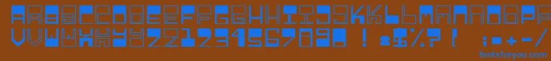 Relieftechnik1-fontti – siniset fontit ruskealla taustalla