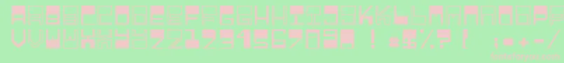 Relieftechnik1-fontti – vaaleanpunaiset fontit vihreällä taustalla