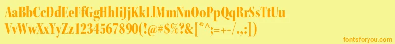 フォントKeplerstdBlackcndisp – オレンジの文字が黄色の背景にあります。