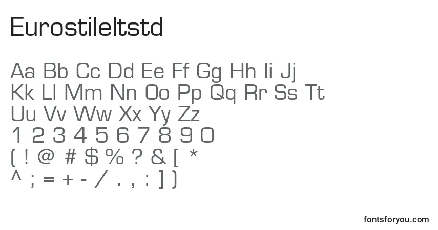 A fonte Eurostileltstd – alfabeto, números, caracteres especiais