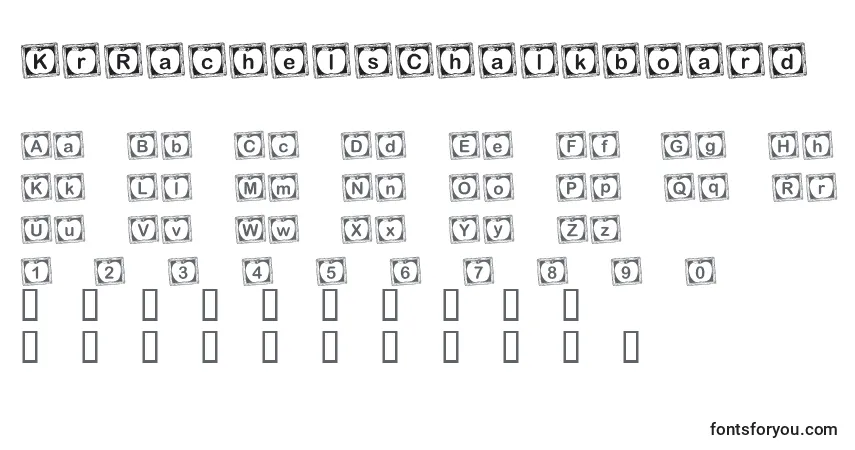 Czcionka KrRachelsChalkboard – alfabet, cyfry, specjalne znaki