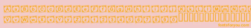KrRachelsChalkboard-Schriftart – Orangefarbene Schriften auf rosa Hintergrund