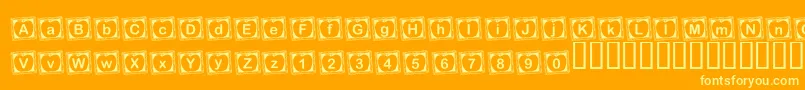 Więcej informacji o czcionce KrRachelsChalkboard Czcionka KrRachelsChalkboard – żółte czcionki na pomarańczowym tle