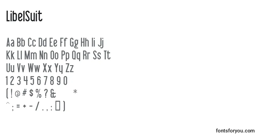 Czcionka LibelSuit – alfabet, cyfry, specjalne znaki
