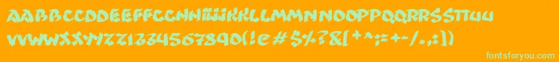 Czcionka Ninjastrike – zielone czcionki na pomarańczowym tle