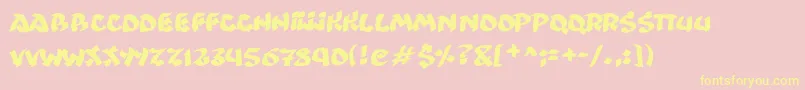Ninjastrike-Schriftart – Gelbe Schriften auf rosa Hintergrund