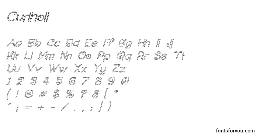 Curlholi-fontti – aakkoset, numerot, erikoismerkit
