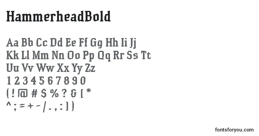 Шрифт HammerheadBold – алфавит, цифры, специальные символы