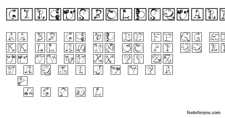 Schriftart Circusboldsquares – Alphabet, Zahlen, spezielle Symbole