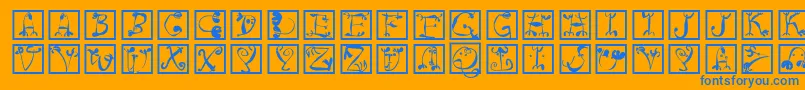 Circusboldsquares Font – Blue Fonts on Orange Background