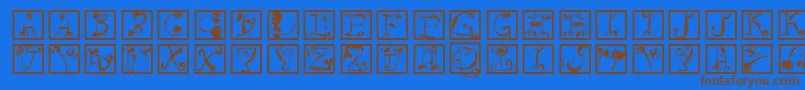 Circusboldsquares Font – Brown Fonts on Blue Background