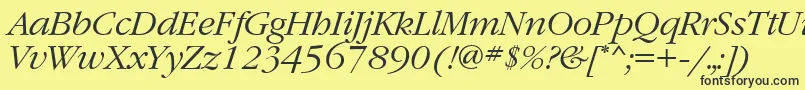 Czcionka GaramondgttItalic – czarne czcionki na żółtym tle