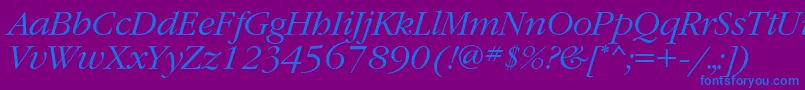 GaramondgttItalic-Schriftart – Blaue Schriften auf violettem Hintergrund