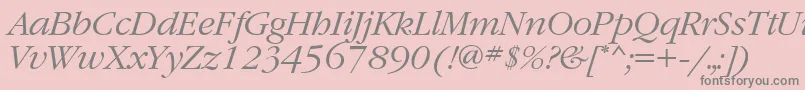 GaramondgttItalic-fontti – harmaat kirjasimet vaaleanpunaisella taustalla