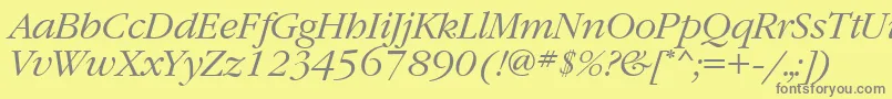 Fonte GaramondgttItalic – fontes cinzas em um fundo amarelo