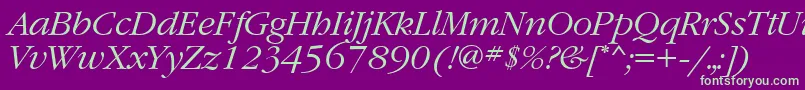 GaramondgttItalic-fontti – vihreät fontit violetilla taustalla