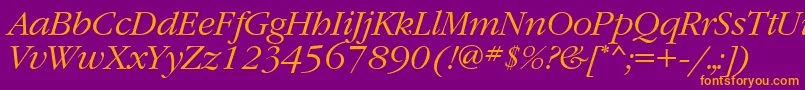 GaramondgttItalic Font – Orange Fonts on Purple Background